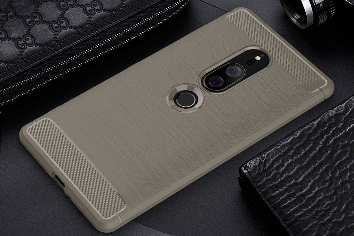 Sony Xperia XZ2 Premium Geborsteld TPU Hoesje Grijs afbeelding 2