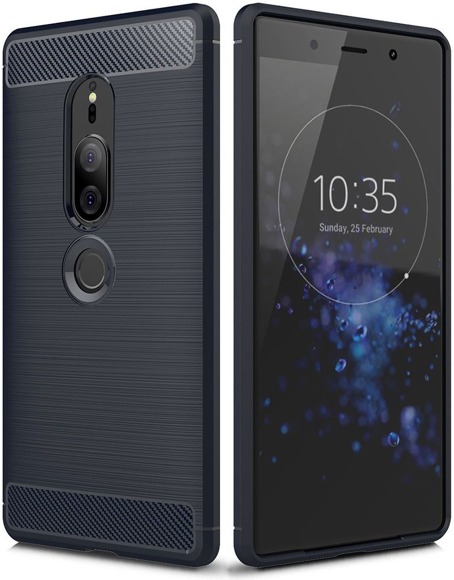 Sony Xperia XZ2 Premium Geborsteld TPU Hoesje Blauw afbeelding 1