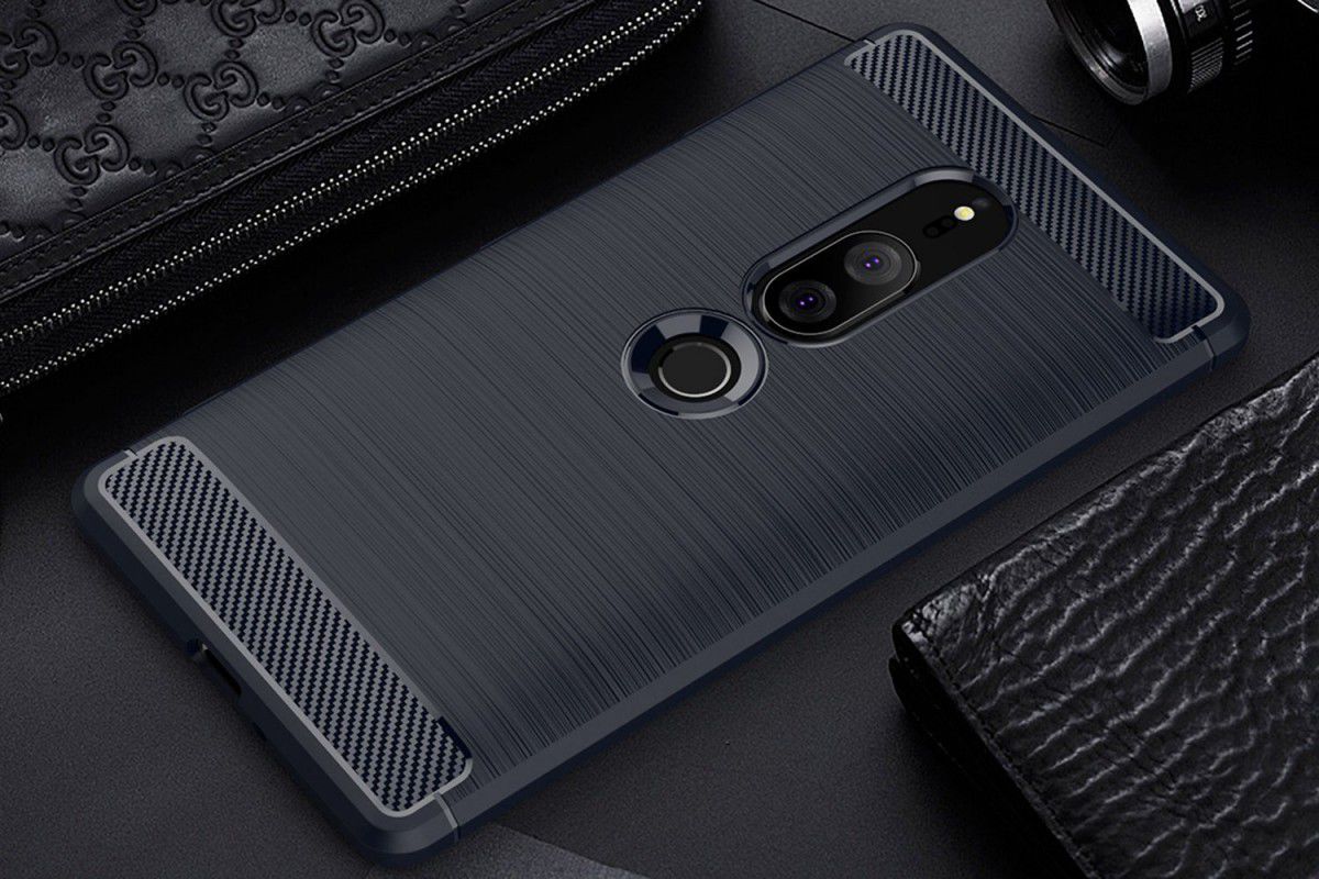 Sony Xperia XZ2 Premium Geborsteld TPU Hoesje Blauw afbeelding 2