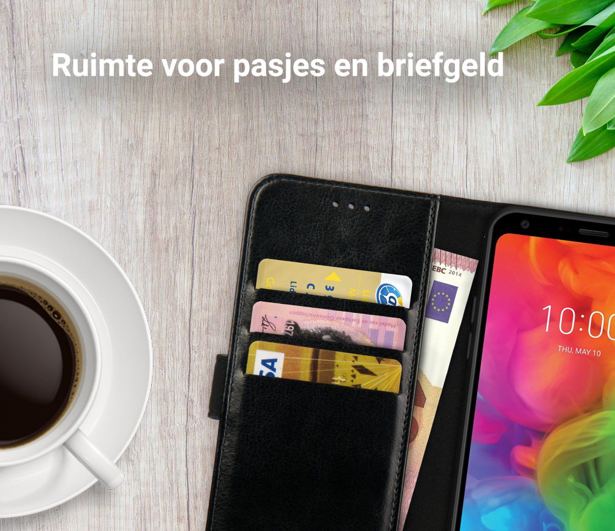 Rosso Element LG Q7 Hoesje Book Cover Zwart afbeelding 9