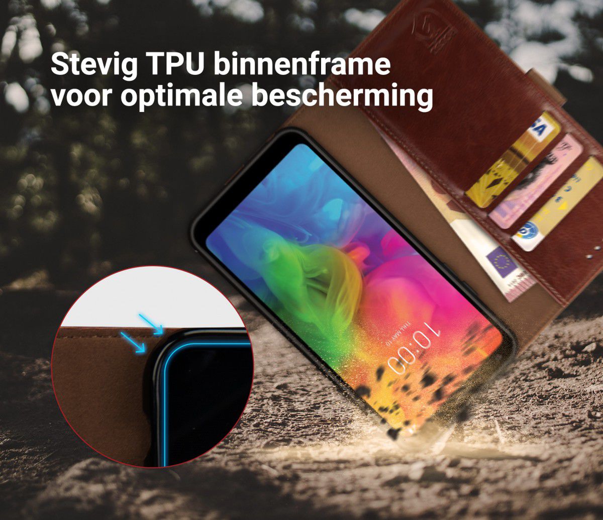 Rosso Element LG Q7 Hoesje Book Cover Bruin afbeelding 6
