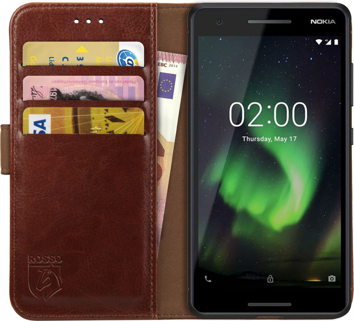 Rosso Element Nokia 2.1 Hoesje Book Cover Bruin afbeelding 1