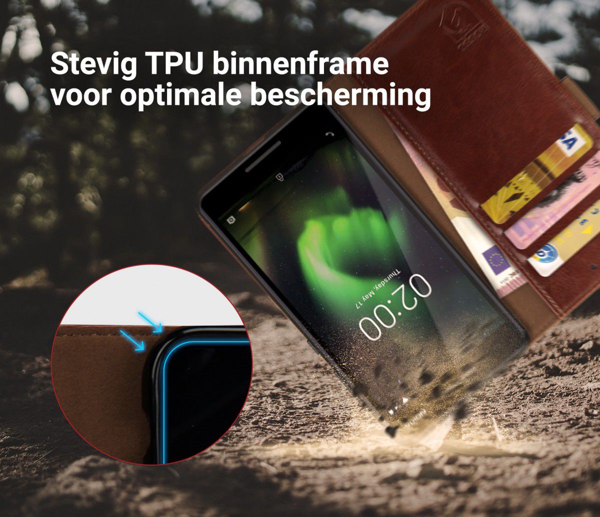 Rosso Element Nokia 2.1 Hoesje Book Cover Bruin afbeelding 5