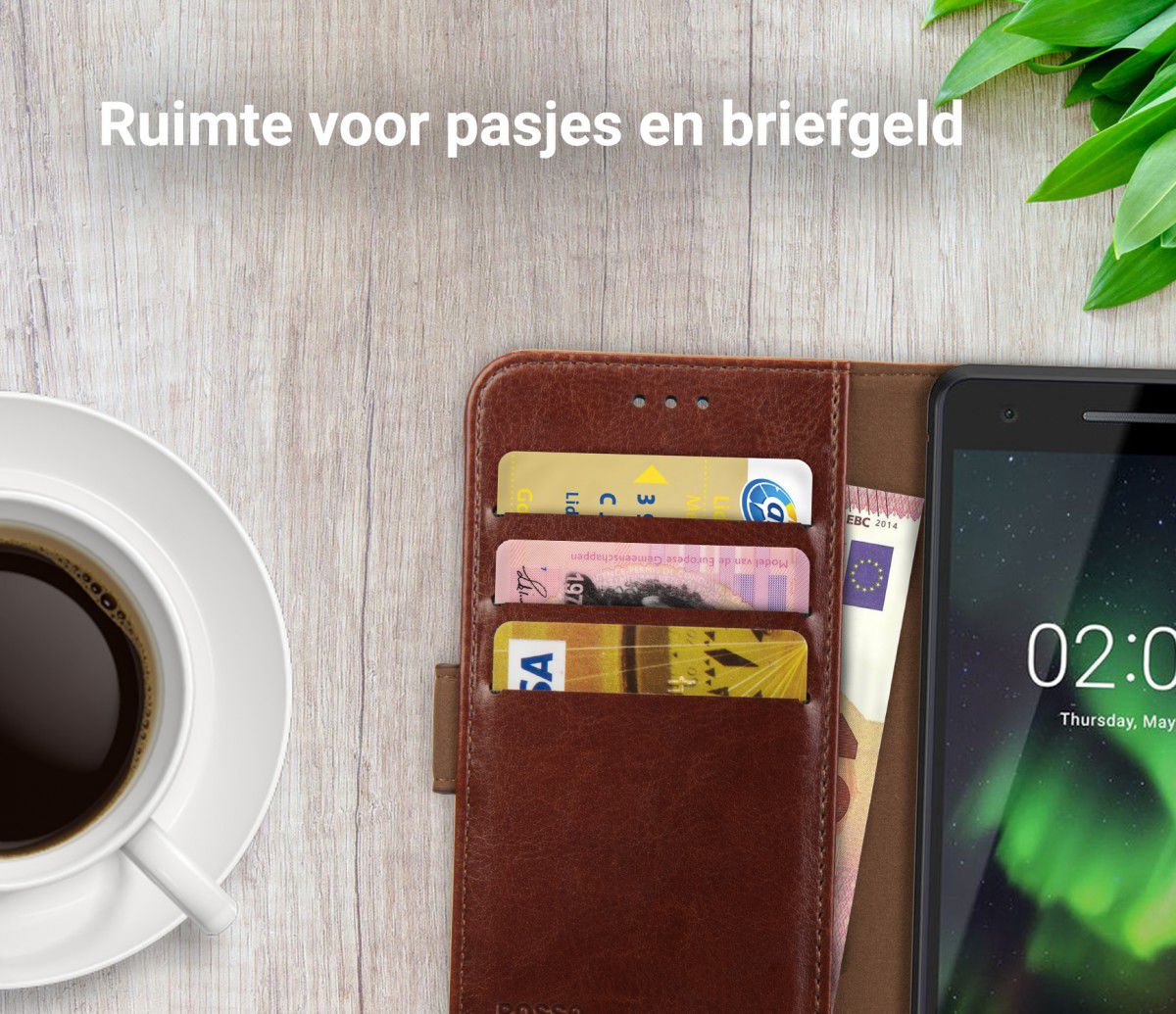 Rosso Element Nokia 2.1 Hoesje Book Cover Bruin afbeelding 8