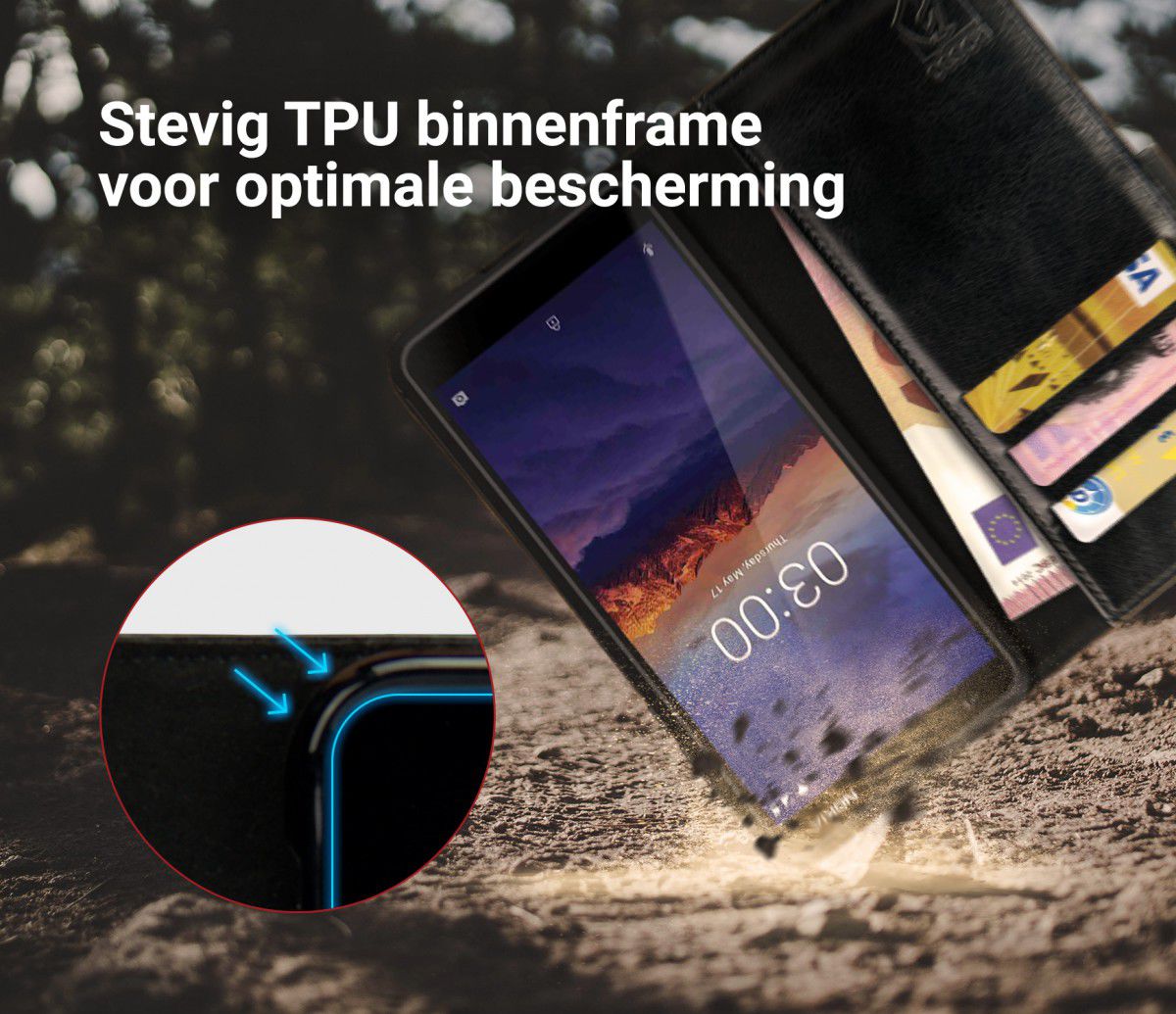 Rosso Element Nokia 3.1 Hoesje Book Cover Zwart afbeelding 6