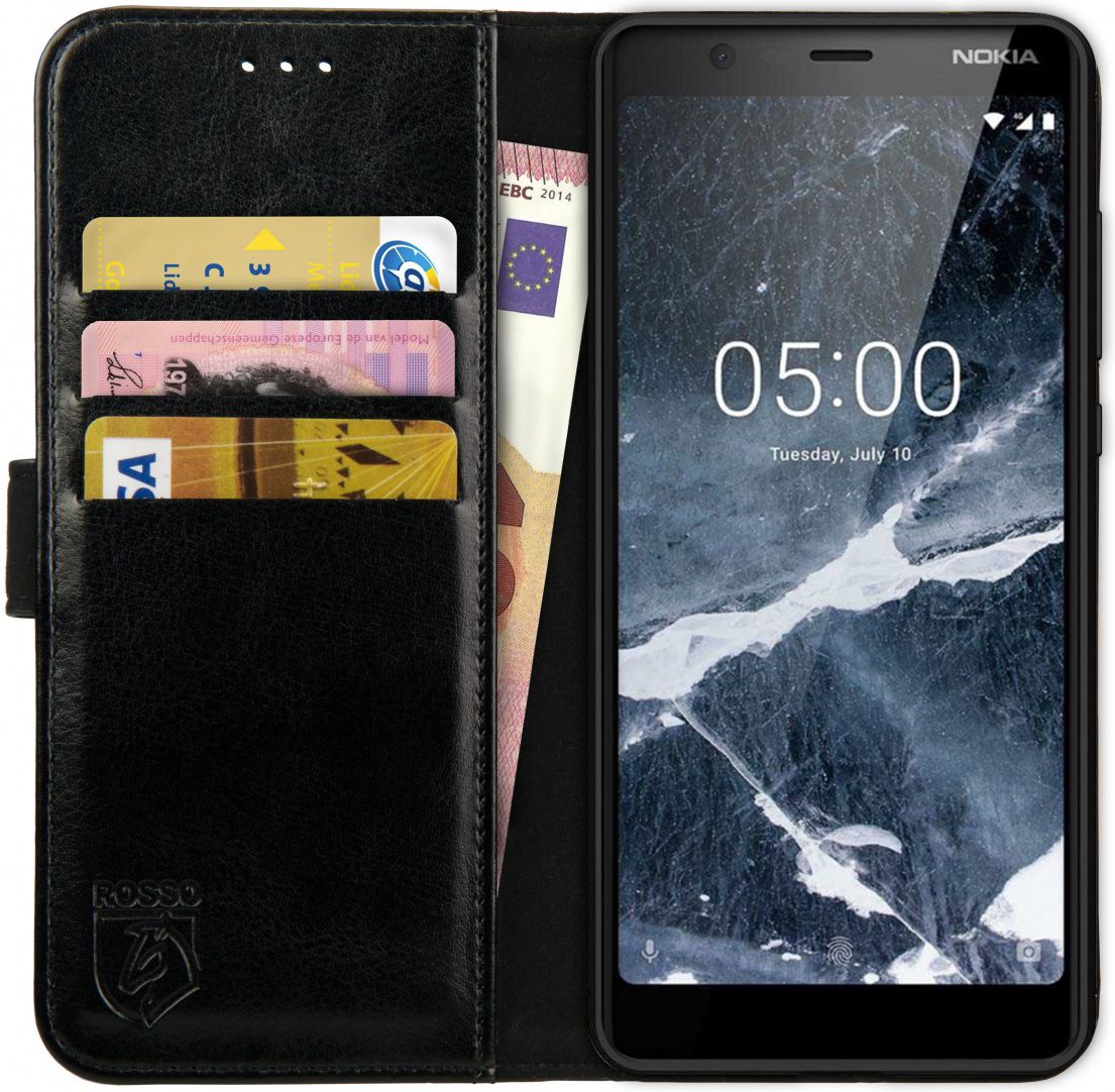 Rosso Element Nokia 5.1 Hoesje Book Cover Zwart afbeelding 1