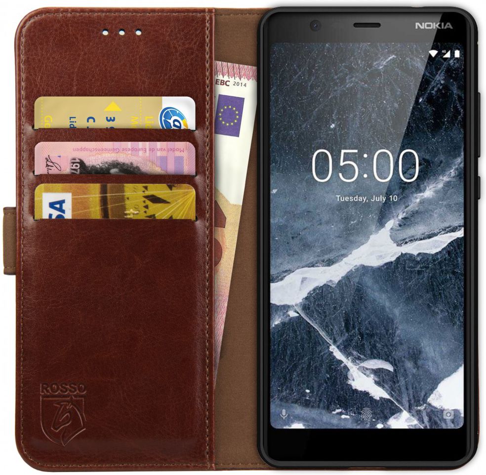 Rosso Element Nokia 5.1 Hoesje Book Cover Bruin afbeelding 1