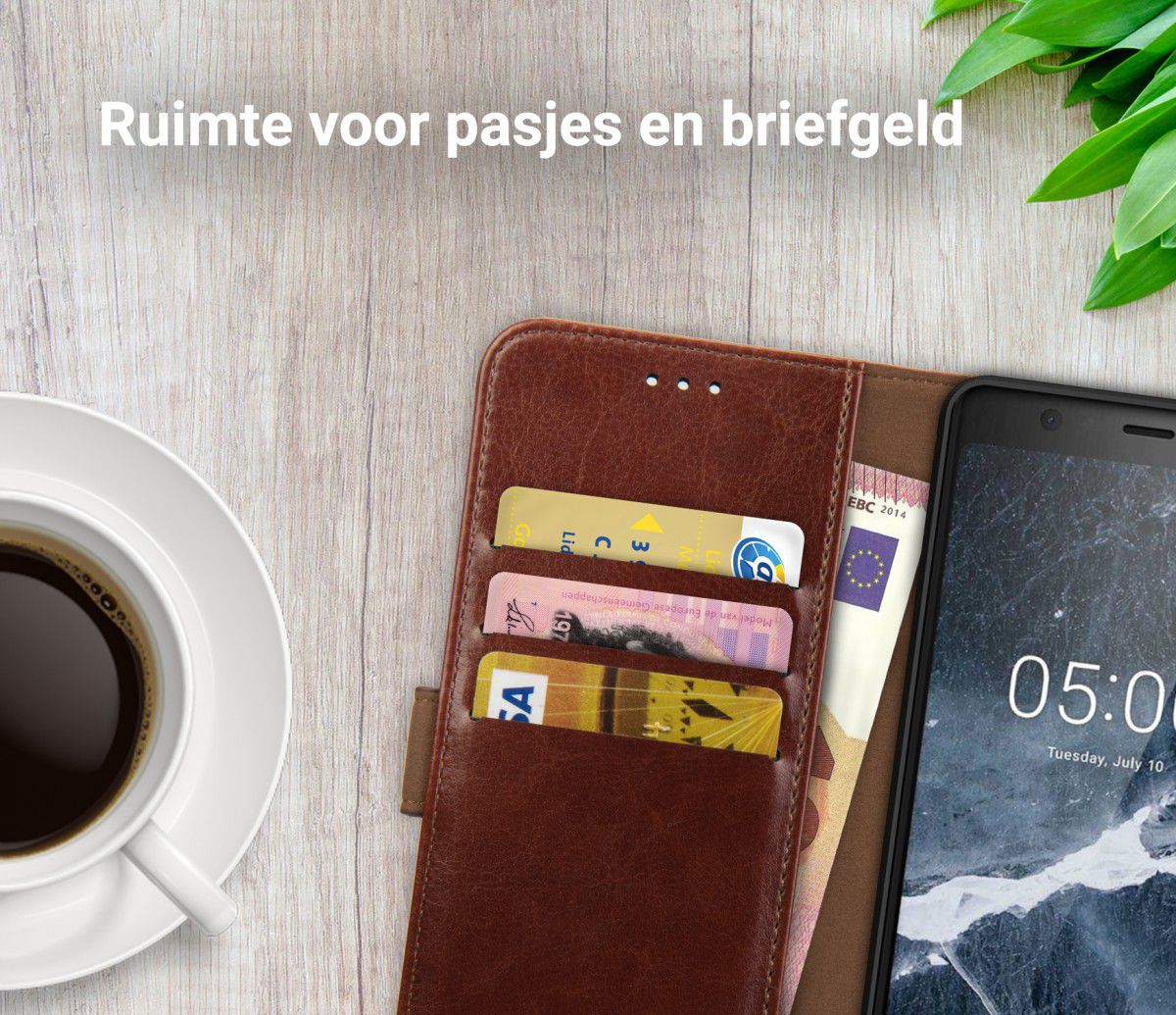 Rosso Element Nokia 5.1 Hoesje Book Cover Bruin afbeelding 9