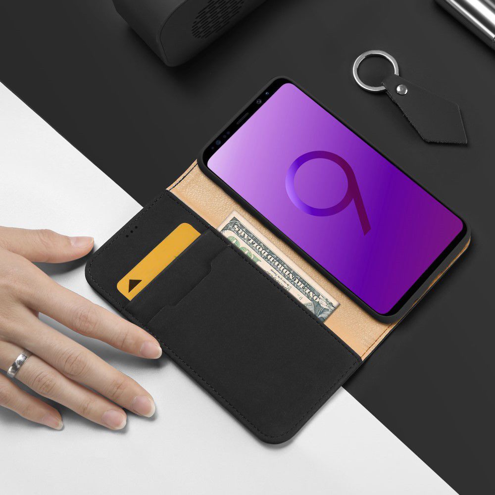 Dux Ducis Luxe Book Case Samsung Galaxy S9 Hoesje Echt Leer Zwart afbeelding 2