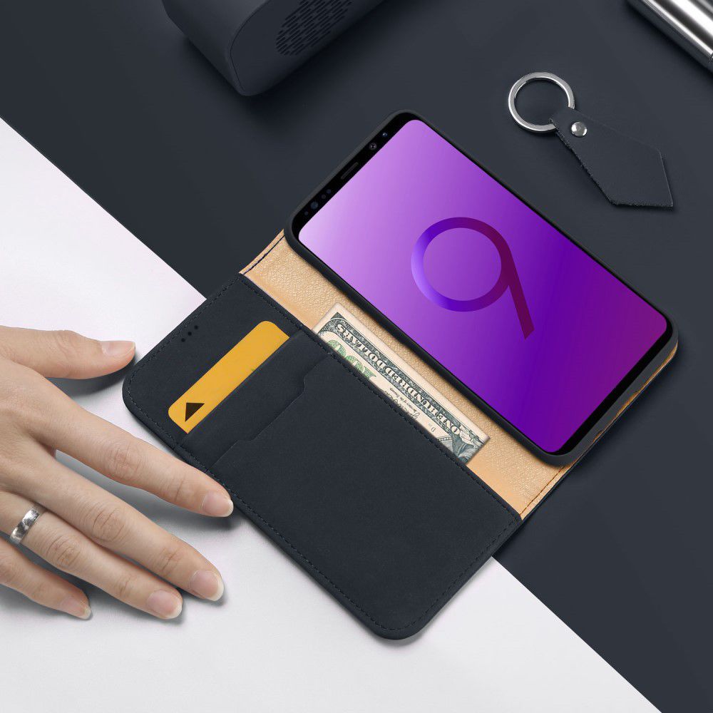 Dux Ducis Luxe Book Case Samsung Galaxy S9 Hoesje Echt Leer Blauw afbeelding 2