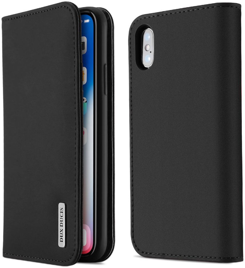 Dux Ducis Luxe Book Case Apple iPhone X Hoesje Echt Leer Zwart afbeelding 1