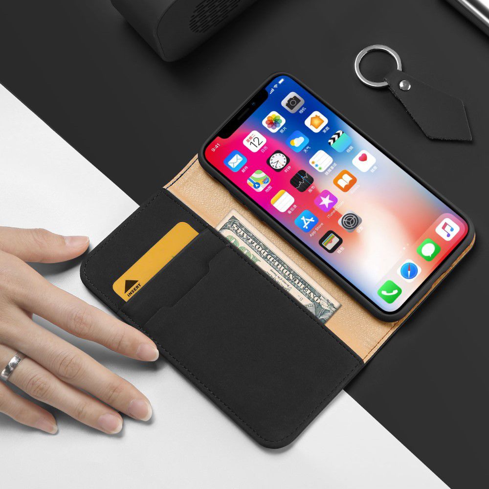 Dux Ducis Luxe Book Case Apple iPhone X Hoesje Echt Leer Zwart afbeelding 2