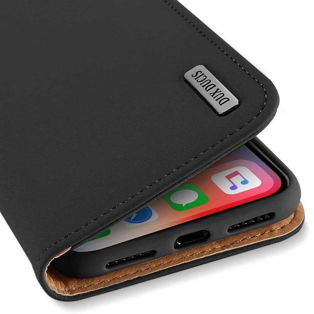 Dux Ducis Luxe Book Case Apple iPhone X Hoesje Echt Leer Zwart afbeelding 4
