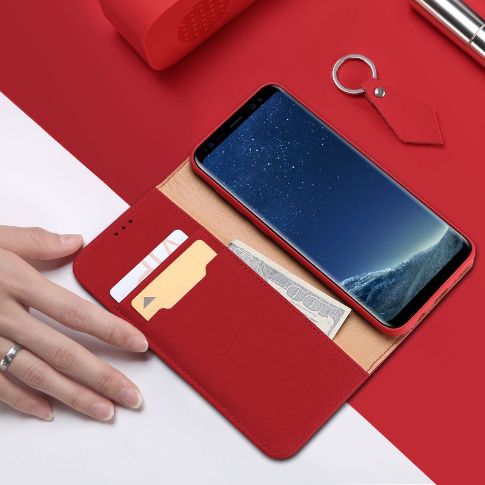 Dux Ducis Luxe Book Case Samsung Galaxy S8 Hoesje Echt Leer Rood afbeelding 2