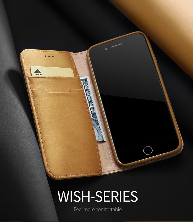 Dux Ducis Luxe Book Case Apple iPhone 8 / 7 / SE 2020 Echt Leer Khaki afbeelding 4
