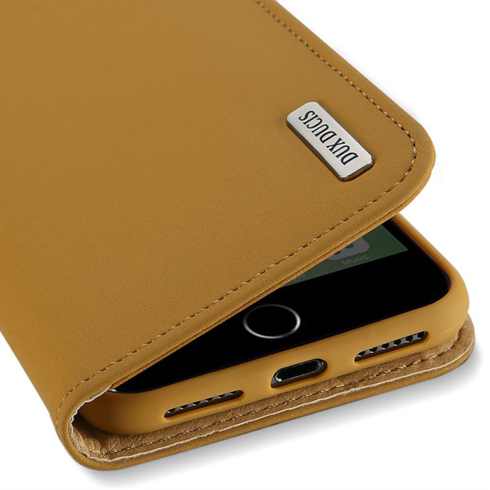 Dux Ducis Luxe Book Case Apple iPhone 8 / 7 / SE 2020 Echt Leer Khaki afbeelding 6