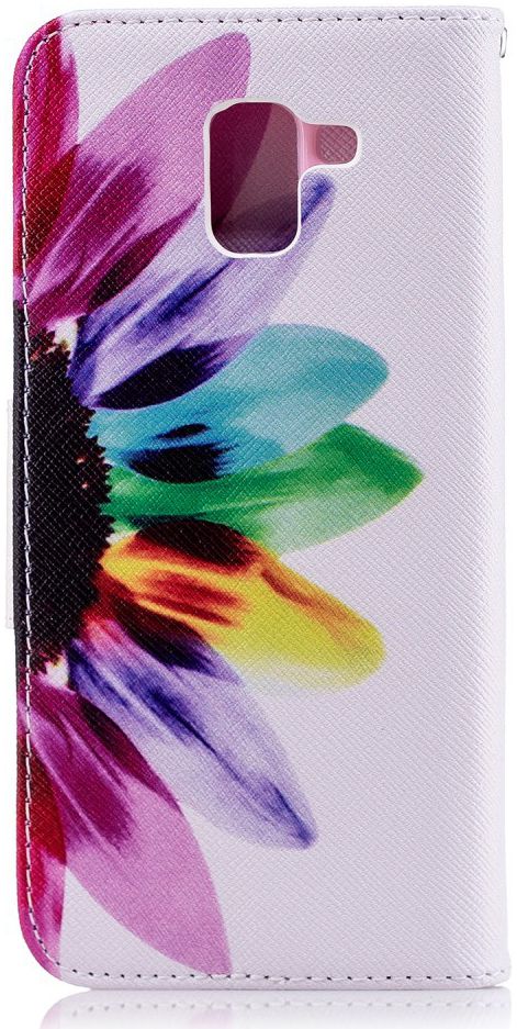 Samsung Galaxy J6 (2018) Lederen Portemonnee Hoesje Bloem afbeelding 6