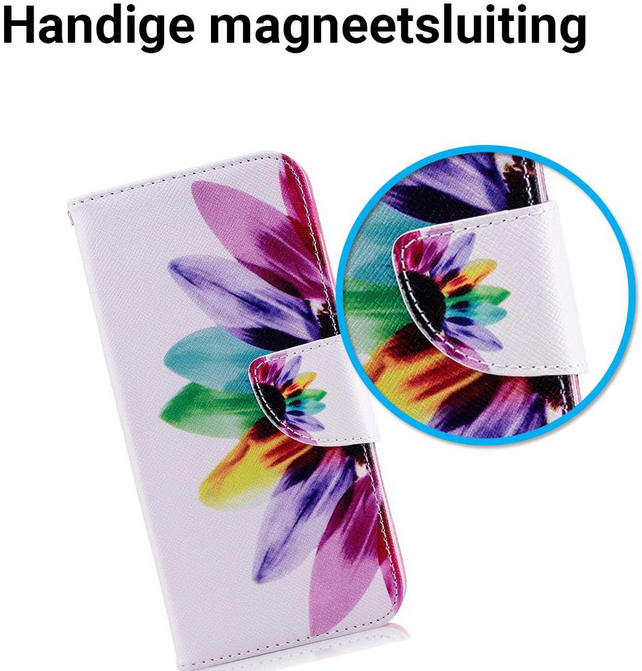 Samsung Galaxy J6 (2018) Lederen Portemonnee Hoesje Bloem afbeelding 2