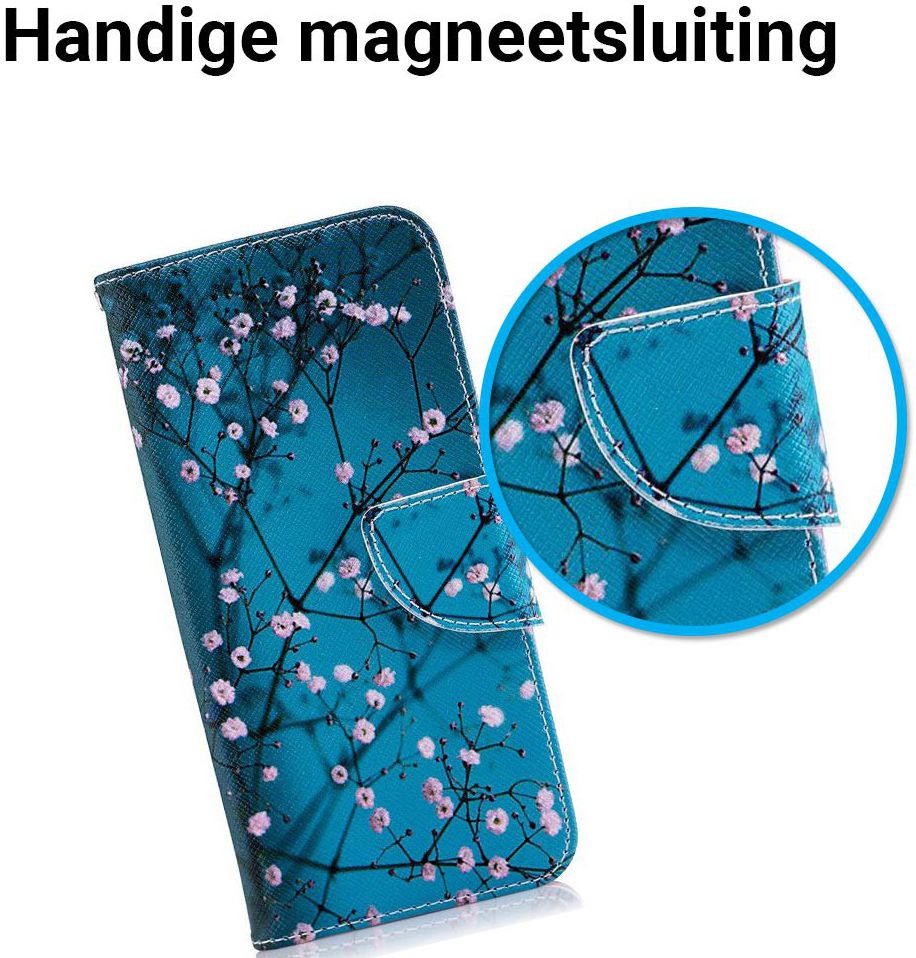 Samsung Galaxy J6 (2018) Lederen Portemonnee Hoesje Pink Flowers afbeelding 2