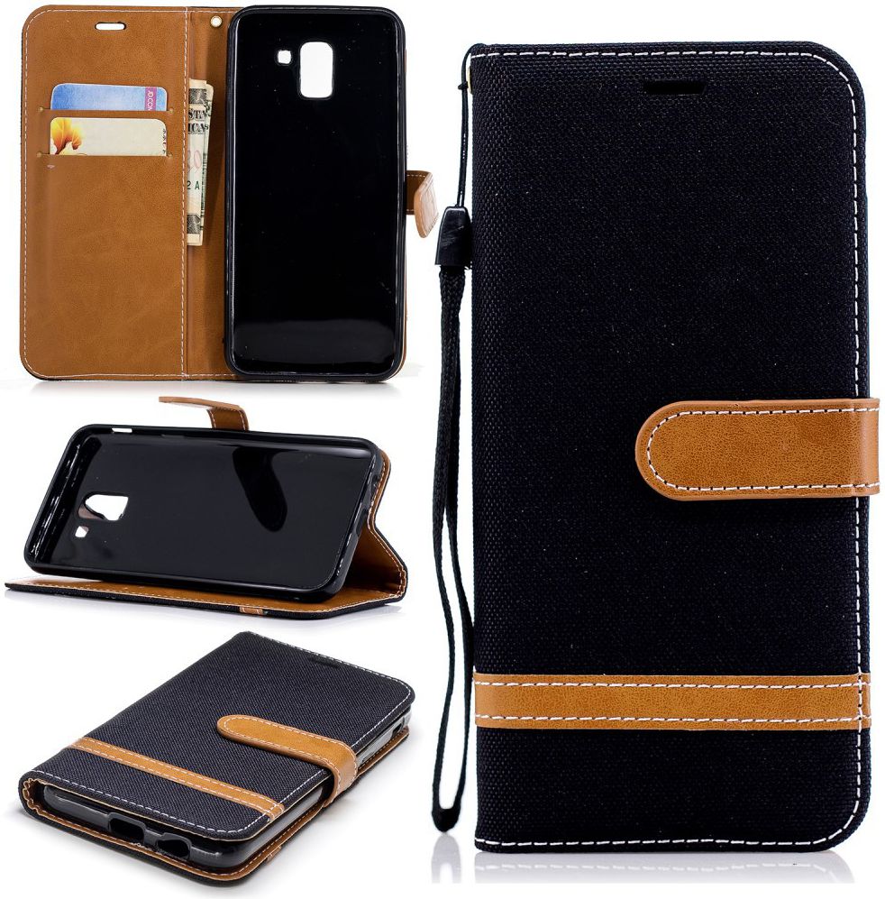 Samsung Galaxy J6 (2018) Jeans Portemonnee Hoesje Zwart afbeelding 13