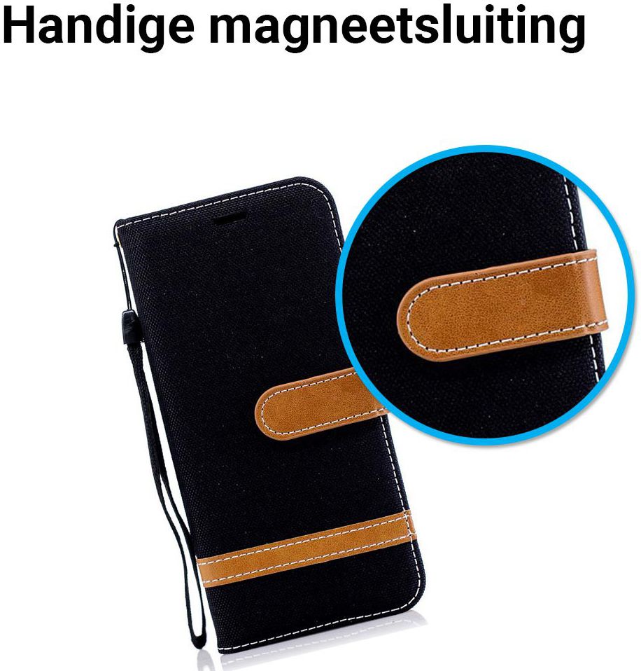 Samsung Galaxy J6 (2018) Jeans Portemonnee Hoesje Zwart afbeelding 2