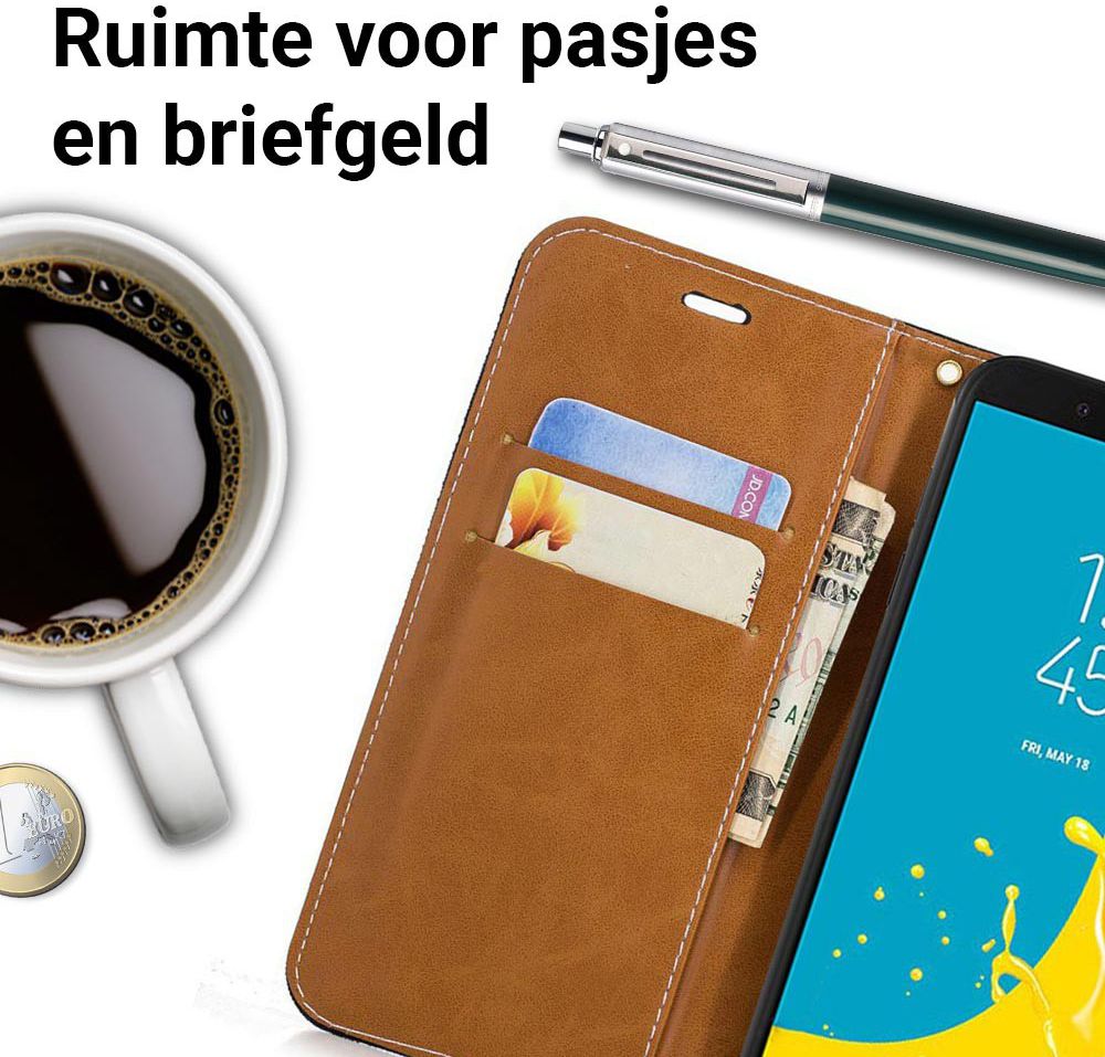 Samsung Galaxy J6 (2018) Jeans Portemonnee Hoesje Zwart afbeelding 3