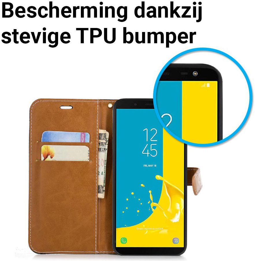 Samsung Galaxy J6 (2018) Jeans Portemonnee Hoesje Zwart afbeelding 4
