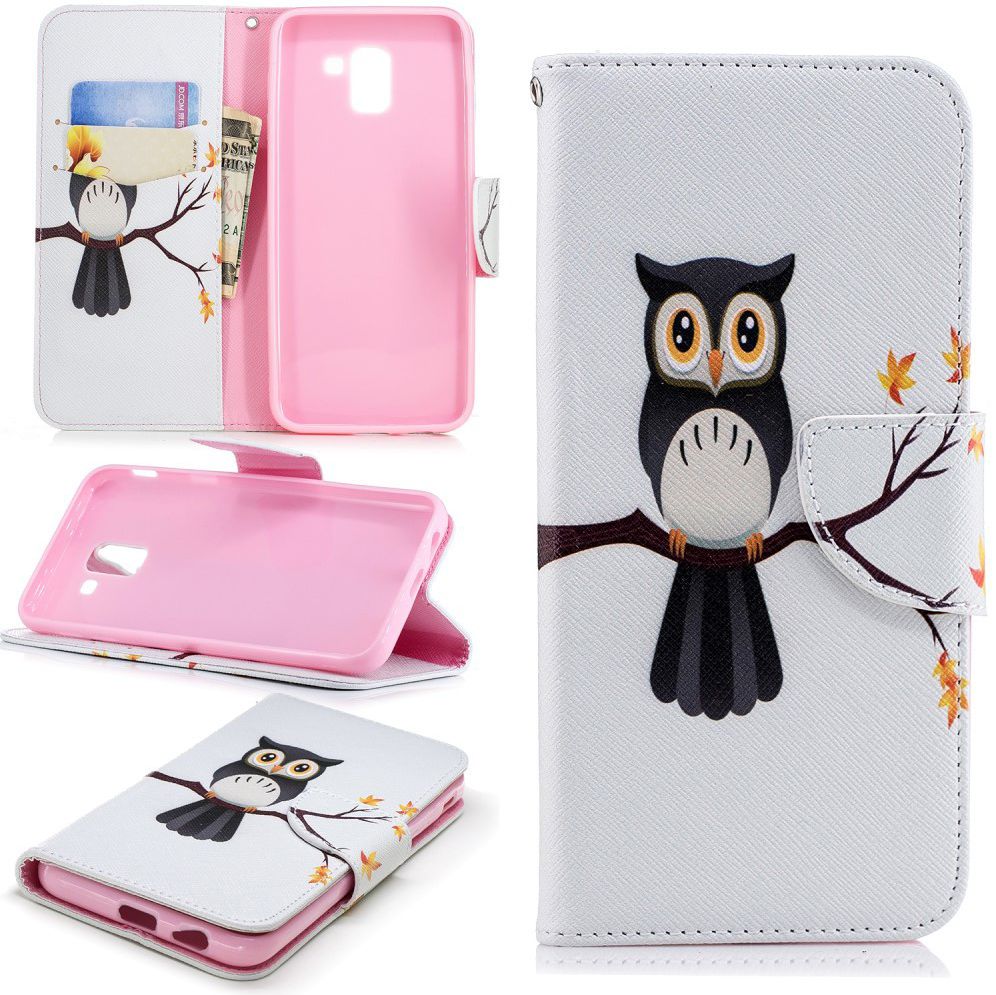 Samsung Galaxy J6 (2018) Lederen Portemonnee Hoesje Owl Tree afbeelding 5