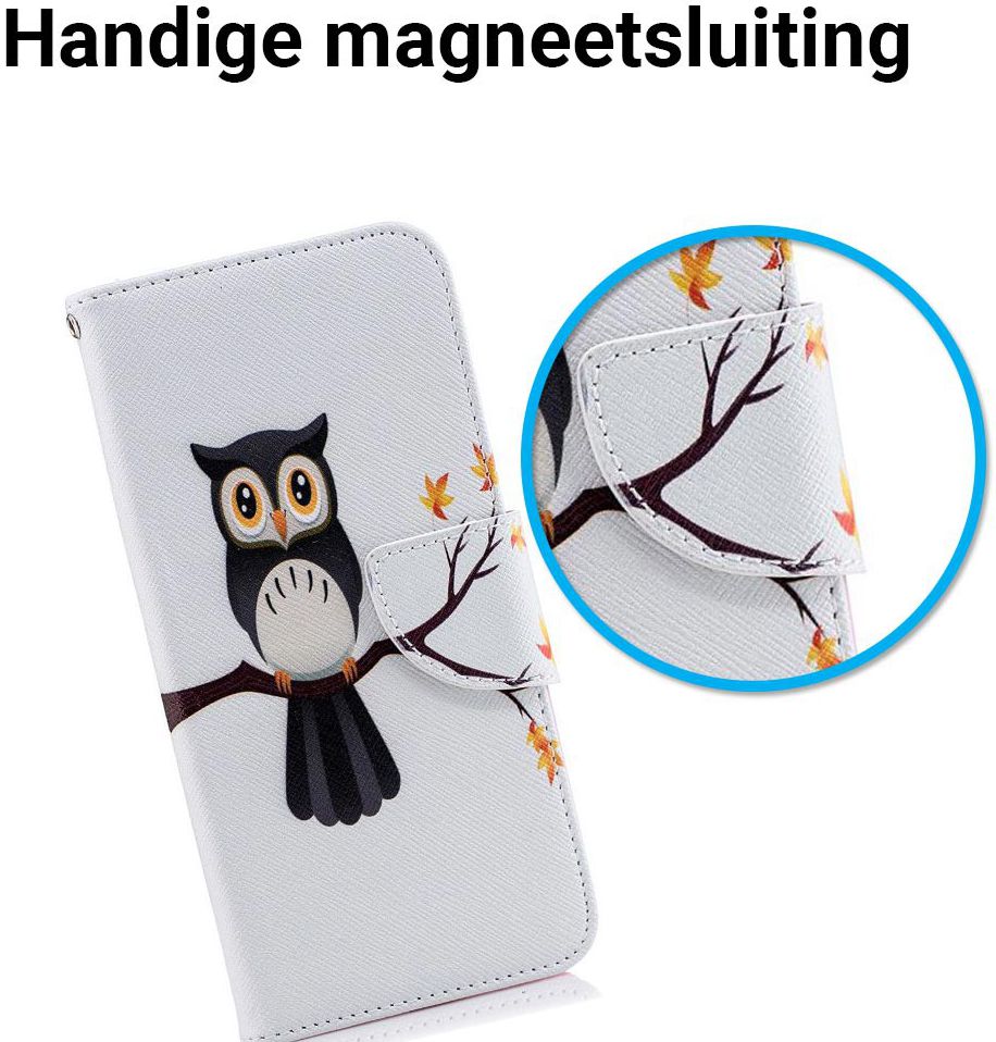 Samsung Galaxy J6 (2018) Lederen Portemonnee Hoesje Owl Tree afbeelding 2