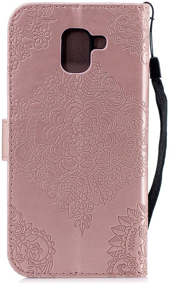 Samsung Galaxy J6 (2018) Lederen Wallet Hoesje Flower Print Rose Gold afbeelding 8