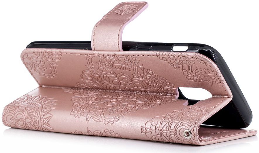 Samsung Galaxy J6 (2018) Lederen Wallet Hoesje Flower Print Rose Gold afbeelding 9