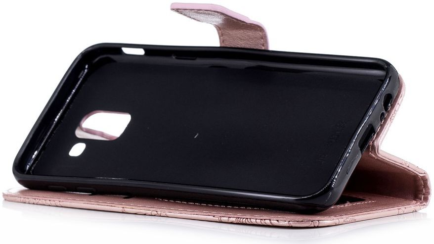 Samsung Galaxy J6 (2018) Lederen Wallet Hoesje Flower Print Rose Gold afbeelding 10