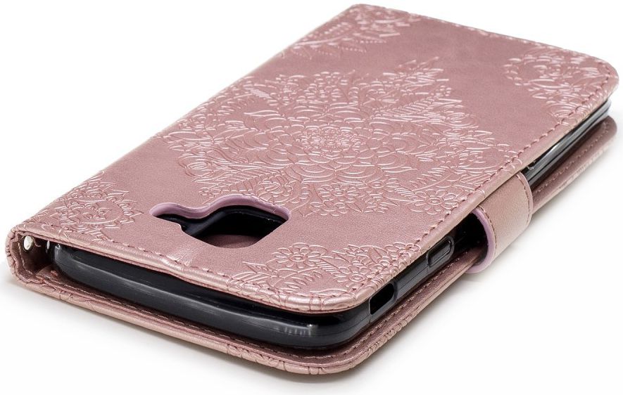 Samsung Galaxy J6 (2018) Lederen Wallet Hoesje Flower Print Rose Gold afbeelding 12