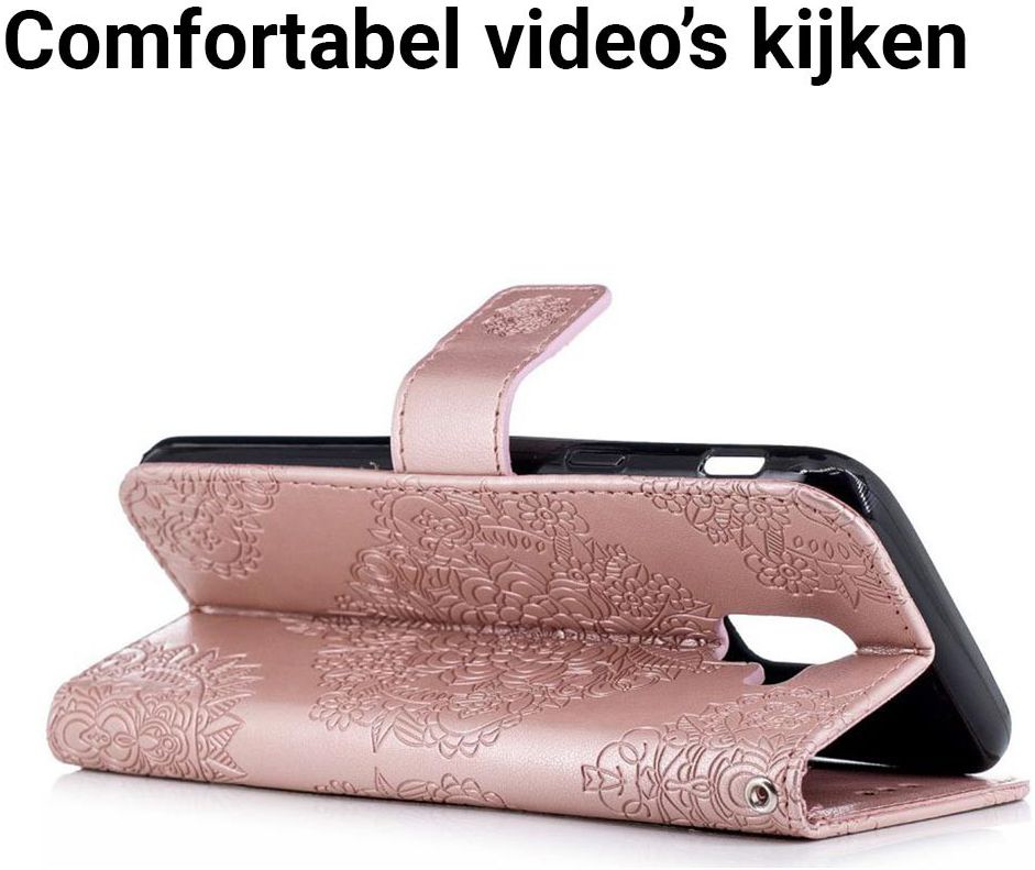 Samsung Galaxy J6 (2018) Lederen Wallet Hoesje Flower Print Rose Gold afbeelding 5