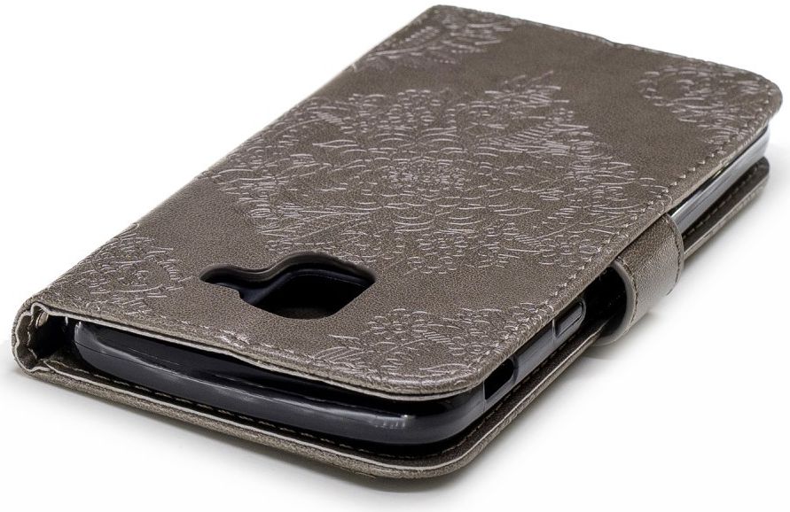 Samsung Galaxy J6 (2018) Lederen Wallet Hoesje Flower Print Grijs afbeelding 12
