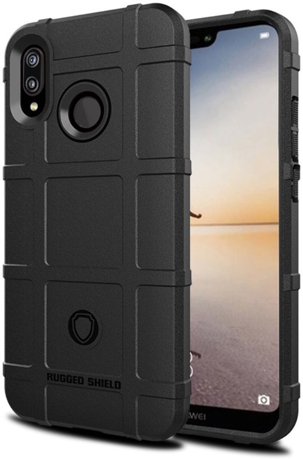 Huawei P20 Lite Anti-Shock Hybride Hoesje Zwart afbeelding 1