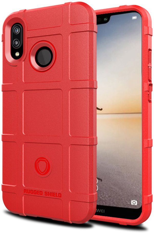 Huawei P20 Lite Anti-Shock Hybride Hoesje Rood afbeelding 1