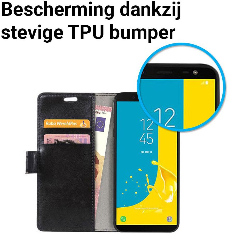 Samsung Galaxy J6 (2018) Crazy Horse Portemonnee Hoesje Zwart afbeelding 6
