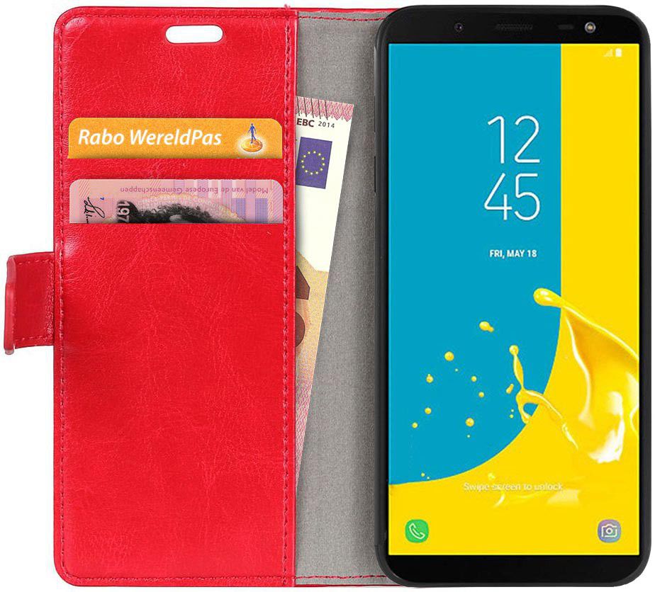 Samsung Galaxy J6 (2018) Crazy Horse Portemonnee Hoesje Rood afbeelding 2
