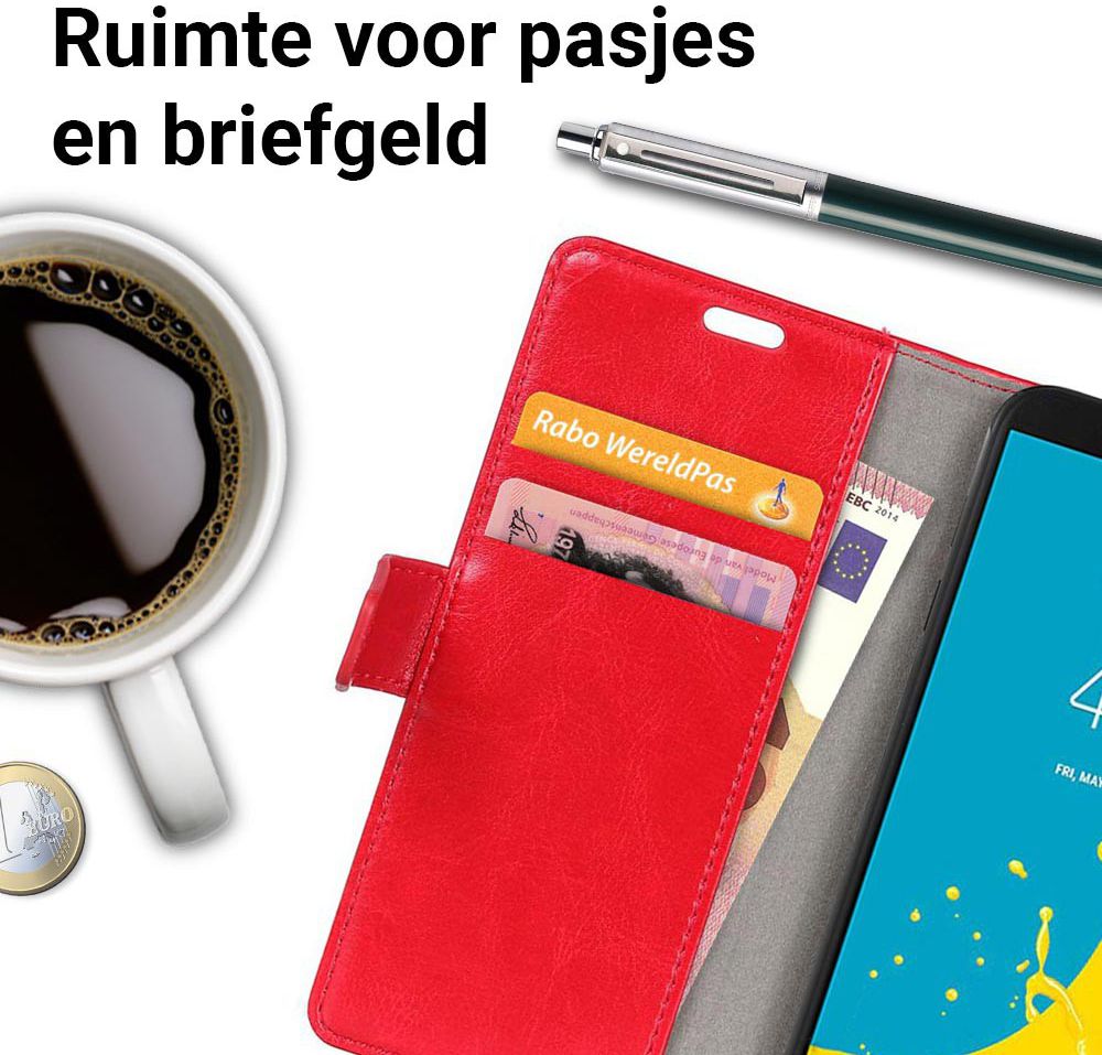 Samsung Galaxy J6 (2018) Crazy Horse Portemonnee Hoesje Rood afbeelding 4