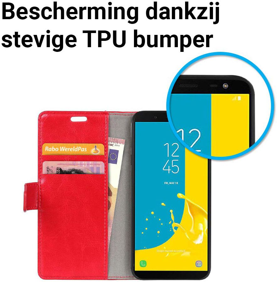 Samsung Galaxy J6 (2018) Crazy Horse Portemonnee Hoesje Rood afbeelding 5