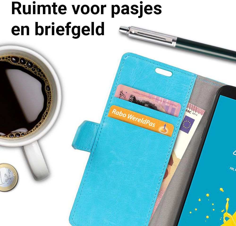 Samsung Galaxy J6 (2018) Crazy Horse Portemonnee Hoesje Blauw afbeelding 4