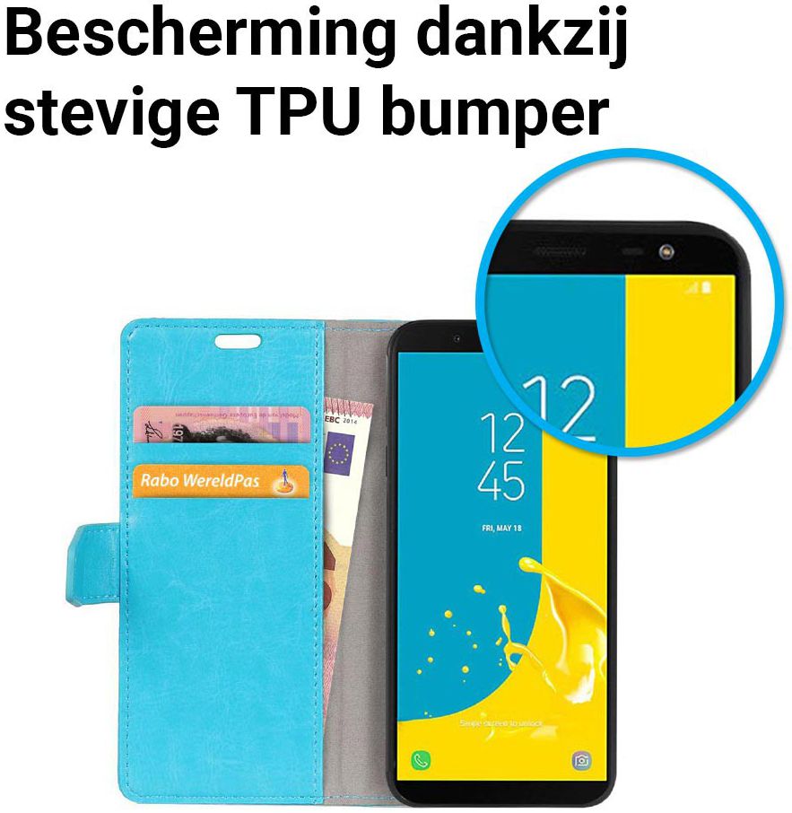 Samsung Galaxy J6 (2018) Crazy Horse Portemonnee Hoesje Blauw afbeelding 6