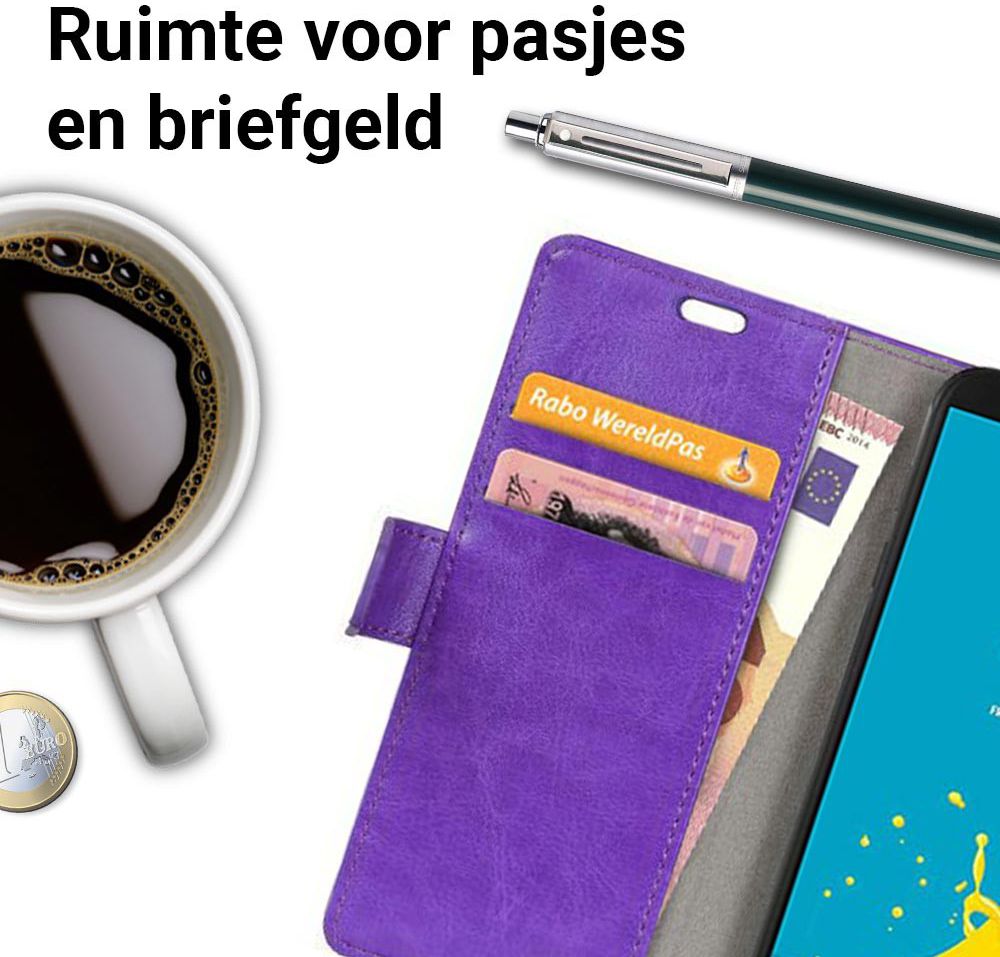 Samsung Galaxy J6 (2018) Crazy Horse Portemonnee Hoesje Paars afbeelding 4