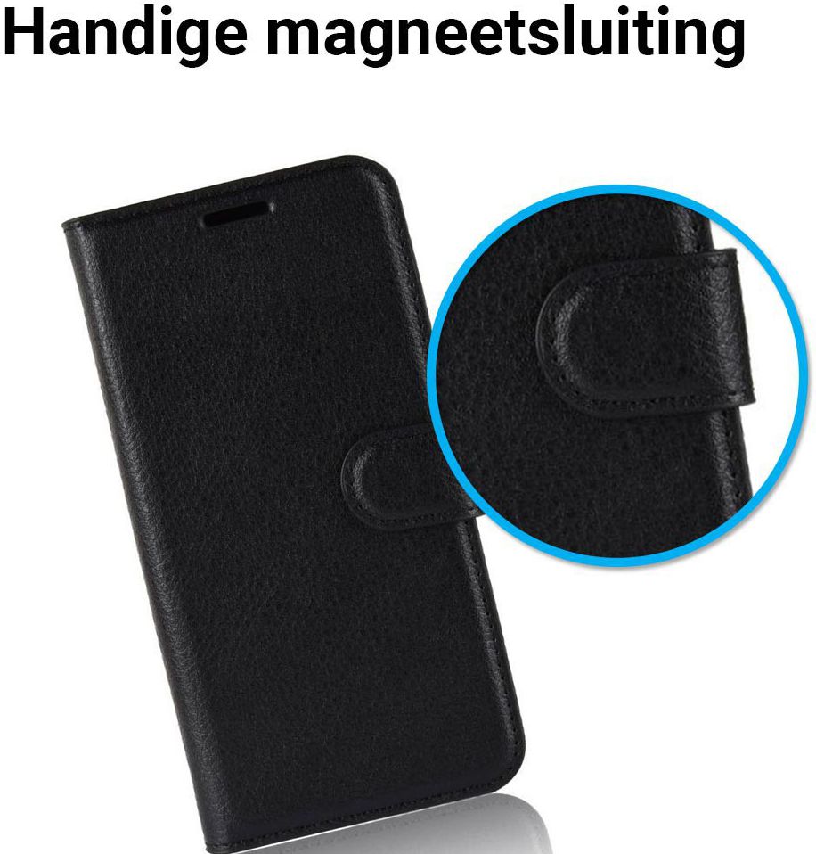 Samsung Galaxy J6 (2018) Litchi Skin Leren Portemonnee Hoesje Zwart afbeelding 3