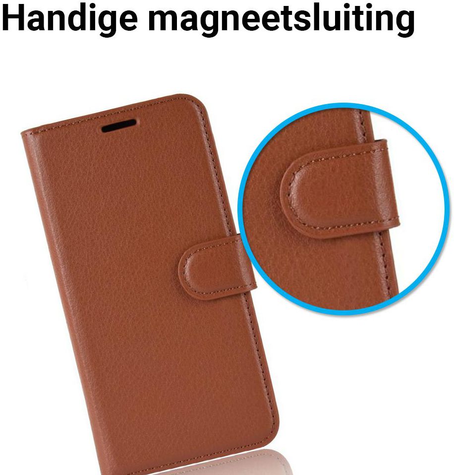 Samsung Galaxy J6 (2018) Litchi Skin Leren Portemonnee Hoesje Bruin afbeelding 3