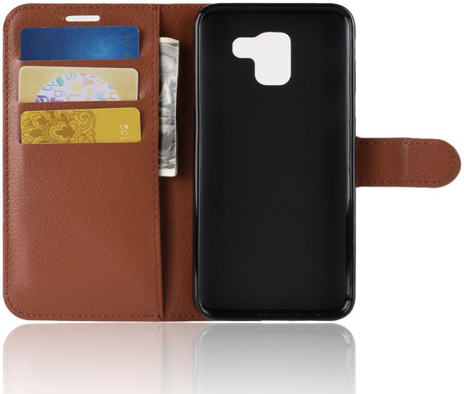 Samsung Galaxy J6 (2018) Litchi Skin Leren Portemonnee Hoesje Bruin afbeelding 7