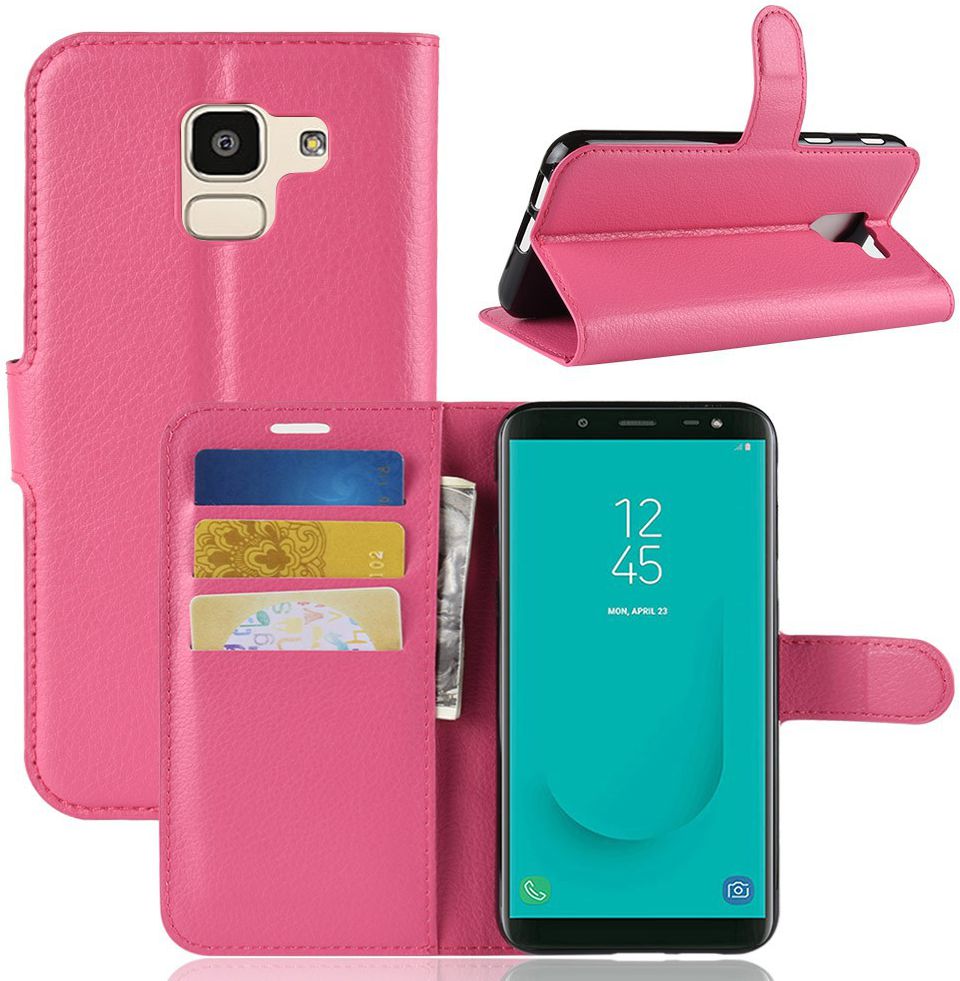 Samsung Galaxy J6 (2018) Litchi Skin Leren Portemonnee Hoesje Roze afbeelding 9