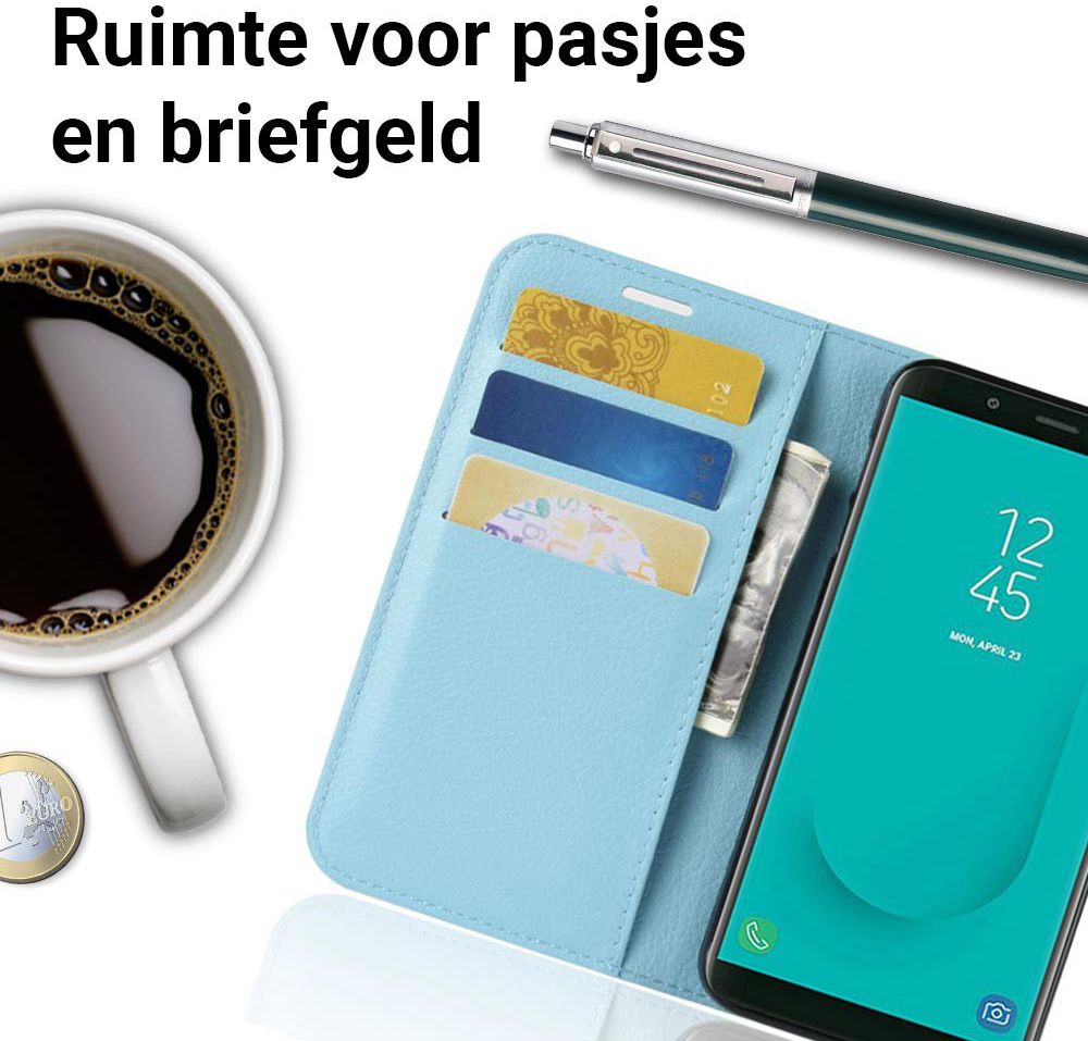 Samsung Galaxy J6 (2018) Litchi Skin Leren Portemonnee Hoesje Blauw afbeelding 3