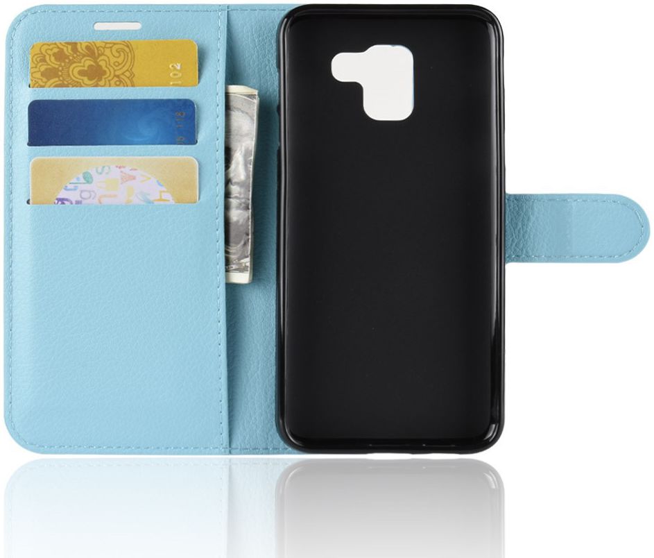 Samsung Galaxy J6 (2018) Litchi Skin Leren Portemonnee Hoesje Blauw afbeelding 9